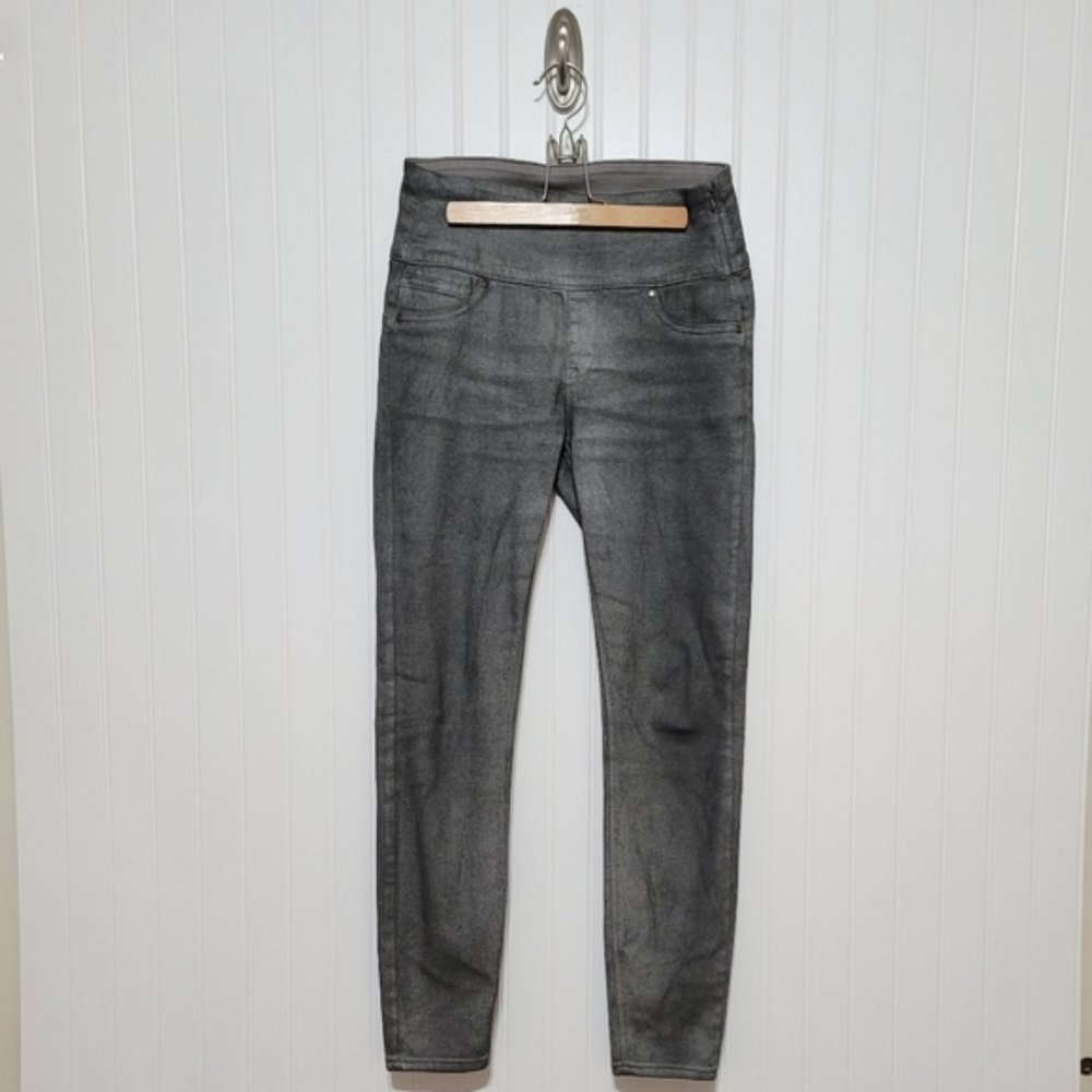 Spanx Solace Skinny Wax Coated Denim Pewter Gray